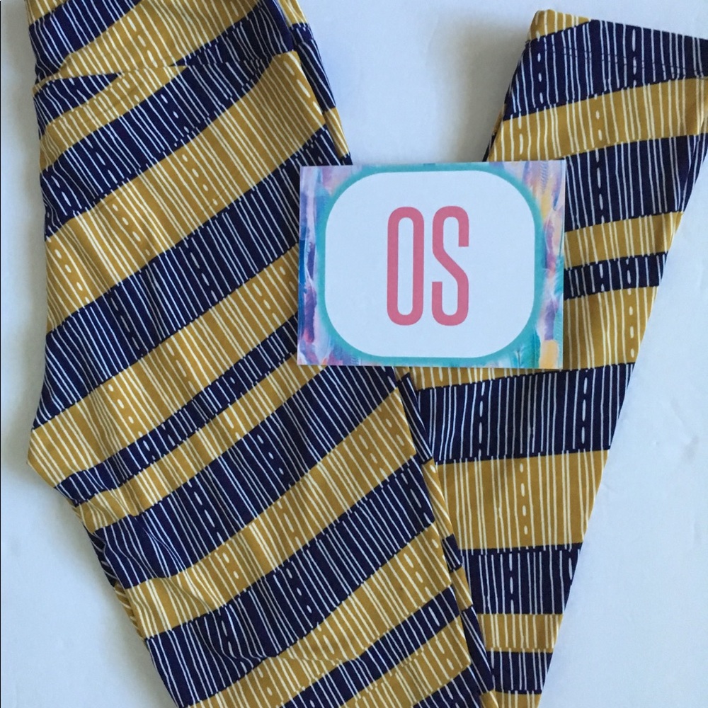 New LuLaRoe OS Leggings ~ blue & mustard/add ~